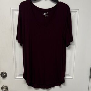 247 Women's Burgundy Short Sleeve Tunic Top